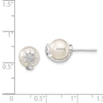 thumbnail image 5 of Sterling Silver Rh-pl Plated Cubic Zirconia & Imitation Shell Pearl Earrings, 5 of 5