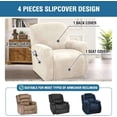thumbnail image 2 of H.VERSAILTEX Split 4-Panel Velvet Recliner Chair Cover, High Stretch Non-Slip Washable Recliner Slipcover for Living Room, Ivory, 2 of 6