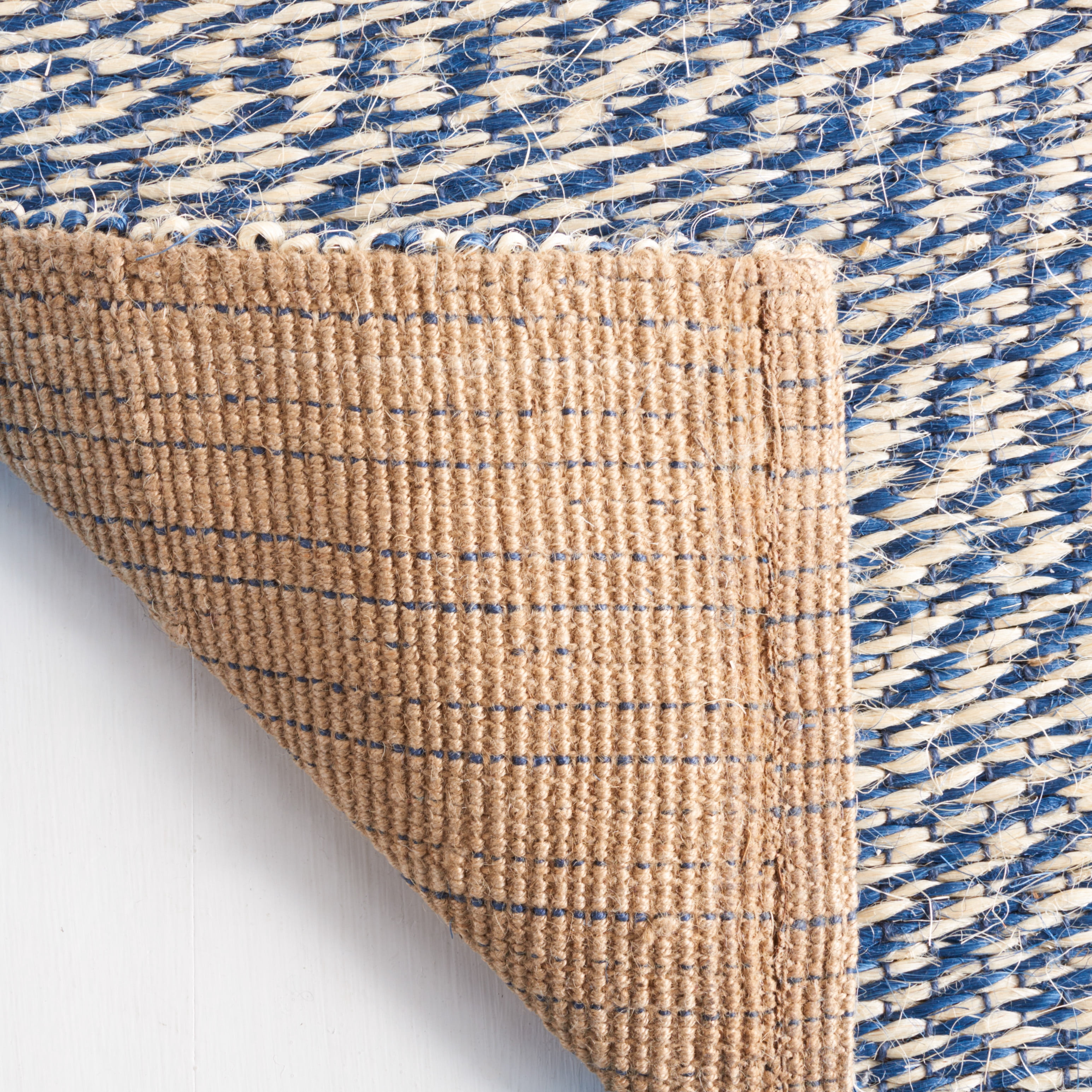 SAFAVIEH Natural Fiber Lars Solid Area Rug, Blue/Ivory, 8' x 8' Square