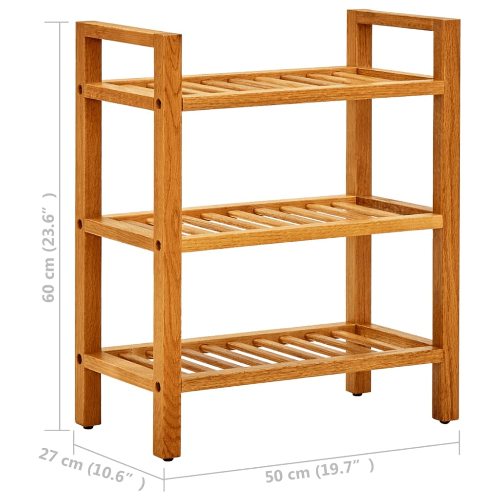 Rustic Wood Shoe Rack 2 /3 Shelves Solid Oak Hallway Storage Small Wooden Stand 