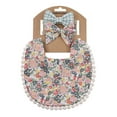 thumbnail image 2 of OAVQHLG3B Baby Girls Plaid Print Bibs Set Cute Linen Cotton Double Sided Saliva Headband Set 1 Bib Wipe 2 Bow Tiara, 2 of 2