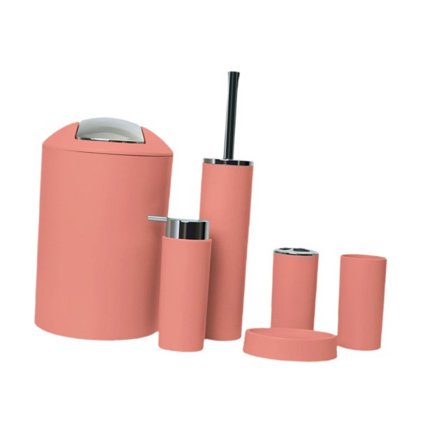 Juego de accesorios de baño de 6 piezas con diseño moderno, jabonera, escobilla de inodoro, jabón Morandi Naranja