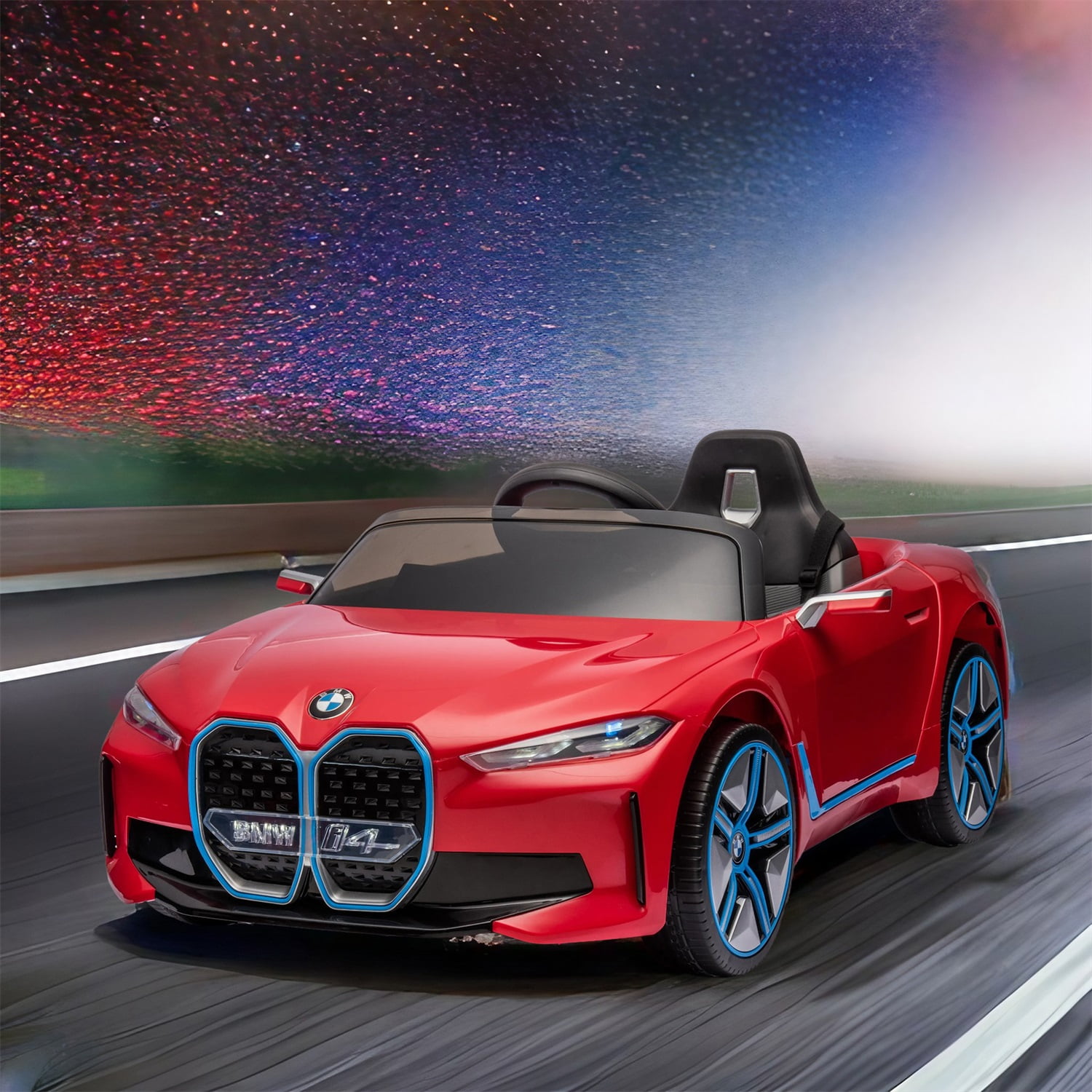 CIPACHO Licensed BMW I4, 12V Kids Ride On Car with 2.4G Parents Remote Control, Electric Kids Car with USB, MP3, Bluetooth, 3 Speed Adjustable, Red