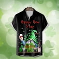 thumbnail image 2 of PMUYBHF Male Men's St Patrick's Day Clothing Mens St. Day Santa Digital 3D Printing Short Sleeve Lapel Button Shirt Top Black XXL, 2 of 3