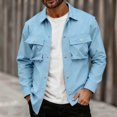 thumbnail image 6 of Ahabrexf Mens Long Sleeve Jacket Casual for Men Polyester Lapel Multi-Pocket Workwear Blouse Solid Color, 6 of 6
