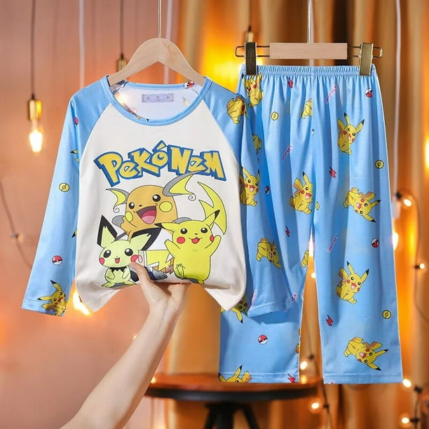 Pijamas de Pokemon para ninos ropa de dormir de manga larga modelos de primavera y otono Pikachu