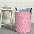 thumbnail image 6 of Rateoe Pink Donut Pattern Round Laundry Hamper Basket, Tall Hamper Basket for Blanket Storage, Nursery Clothes Hamper for Laundry in Bedroom and College Dorm-Small, 6 of 6