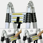 16.5FT Aluminum Telescoping Extension Ladder 330lbs Max Capacity Lightweight Portable Multi-Purpose Folding with Support Bar Anti-Slip EN131 Certificated