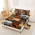 thumbnail image 2 of Manfei Vintage Geometric Grid Bed Sheets,Wild Bear Print Full Size Sheets,Brown,4pcs,1 Flat Sheet, 1 Fitted Sheet and 2 Pillowcases, 2 of 6