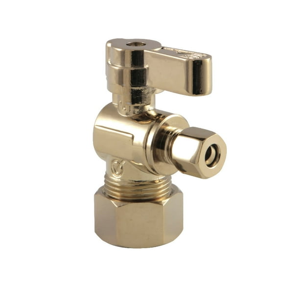 Kingston Brass KF5814PB 5/8" OD Comp x 1/4" OD Comp Angle Stop Valve, Polished Brass
