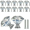 thumbnail image 1 of 12pcs 40mm Clear Diamond Door Knobs With Screws Crystal Cabinet Drawer Pull, 1 of 4