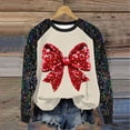 thumbnail image 2 of Pisexur Sweatshirts de Noël pour Femmes Mode Vacances Nœud Rouge Graphique Pull Xmas Tops Décontracté Manches Longues Col Rond Chandails en Molleton Amples Confortables Automne Chandails en Molleton pour Femmes, 2 of 3