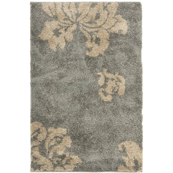 SAFAVIEH Florida Merrick Floral Shag Area Rug, Grey/Beige, 3'3" x 5'3"