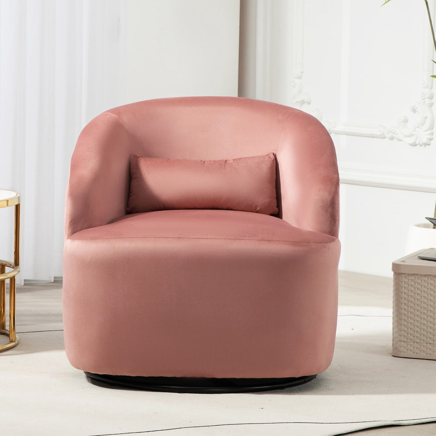 US Pride Furniture Accent Chair with Barrel-shaped Design and 360 Degree Swivel Feature Rosa