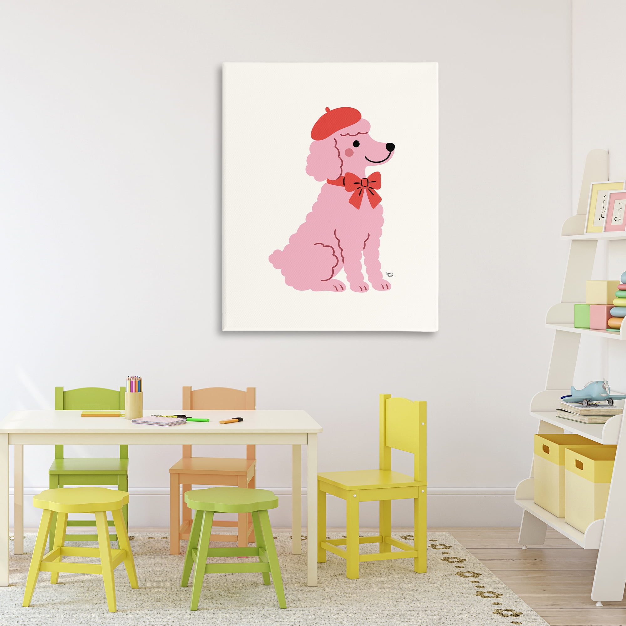 French Poodle in Beret Canvas Wall Art, design by Jessica Beck