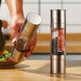 thumbnail image 4 of 2-in-1 Stainless Steel Pepper Grinder Set, Manual Double Head Salt and Pepper Mill with Adjustable Coarseness, 7.99 Inch Refillable Spice Grinder for Kitchen and Dining Table, Silver, 4 of 8
