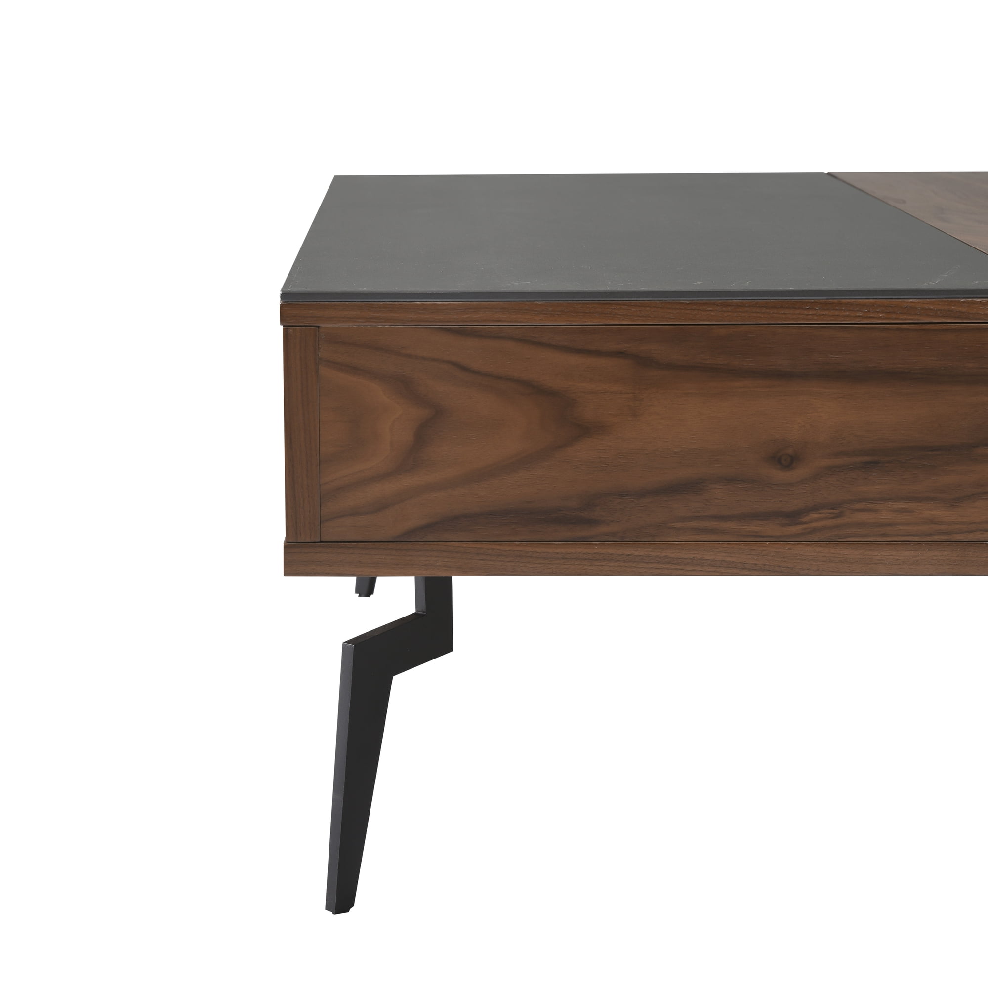 Zola Transitional Square Lift-Top Coffee Table in Walnut Finish with Sintered Stone Panel