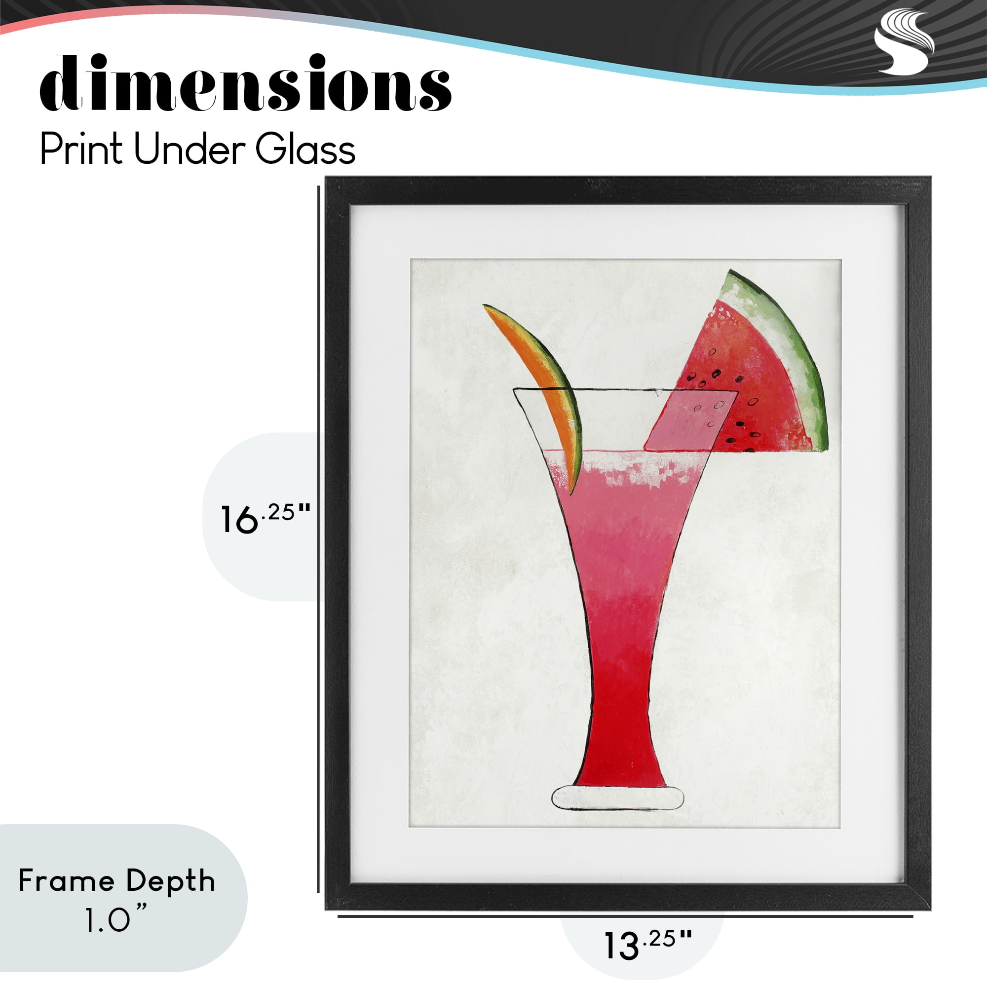 Stupell Industries Summer Cocktail Watermelon Slice Black Framed Print Under Glass, design by Lorenzo Collective