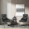 thumbnail image 3 of Foredo Velvet Dining Chairs, Modern Upholstered Dining Chairs with Pillow and Metal Legs, Tufted Side Chairs for Living Dining Room, Dark Gray, 3 of 8