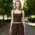 thumbnail image 2 of Women's Square Neck Sleeveless Tank Top with Stretch Fit - X Large, Brown, 2 of 7