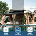 thumbnail image 6 of Sunmthink 12' x 20'Hardtop Gazebo,Polycarbonate Double Roof,Aluminum Frame with Curtains and Netting for Patio,Garden,Brown, 6 of 8