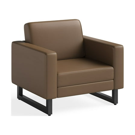 Safco Mirella Adult Lounge Chair, Brown with Black Metal Legs