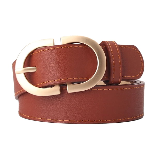 Sonducket Cinturón femenino Hebillas circulares Banda de cintura ajustable Festival Cumpleaños Boda Fiesta Jeans Pantalones Vestido Decoración Cinturones Marron oscuro
