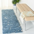 thumbnail image 4 of SAFAVIEH Florida Doug Floral Vines Shag Runner Rug, Light Blue/Cream, 2'3" x 11', 4 of 9