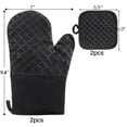 thumbnail image 5 of Oven Mitts,Heat Resistant Kitchen Oven Gloves,Silicone Surface,Heat Resistant Non-Slip Gloves,Extra Long Flexible Thick Mitts For Kitchen,Cooking,Baking,Barbecue,Black 4pcs, 5 of 6