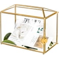 thumbnail image 1 of Small .‘‘ x .‘‘ x .‘‘ Glass Card Box with Slot & Lock for Wedding Reception Geometric Clear Envelops Box Suitable for x es Cards Gold (Slot Length cm) Handmade, 1 of 9