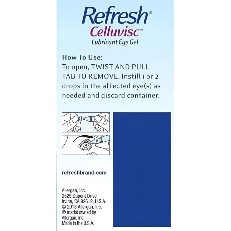 refresh celluvisc lubricant eye gel ingredients Refresh Celluvisc Lubricant Eye Gel. 30 Single-Use Containers. 0.4ml main image 1