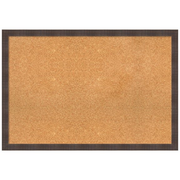 Amanti Art Natural Cork Board Wood Framed Whiskey Brown Rustic Bulletin Board 38 in. x 26 in.