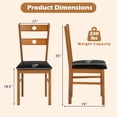 thumbnail image 4 of Giantex Wooden Dining Chairs Set of 2, Armless Kitchen Chairs w/Hollowed Backrest & Upholstered PU Seat, Walnut, 4 of 9