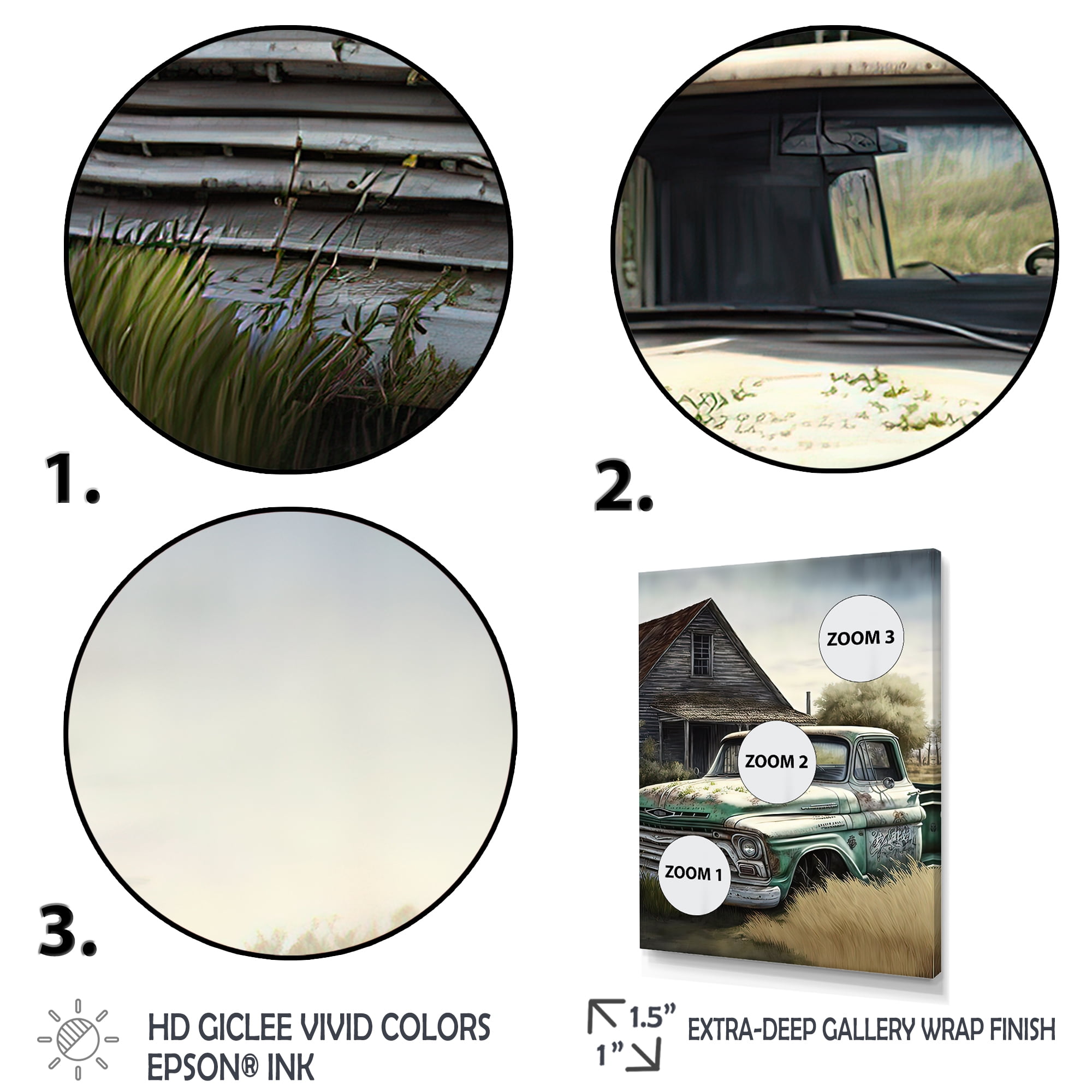 Designart Old American Truck In Barn III Canvas Wall Art