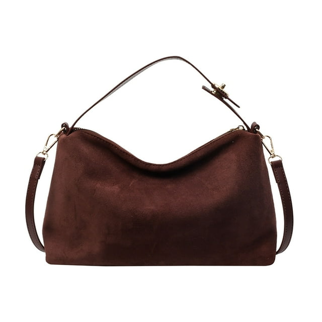 Sac à Bandoulière en Suède pour Femmes, Élégant Sac à Fermeture Éclair, Sac à Main Uni Stylé pour Dames, Usage Décontracté
