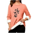 thumbnail image 3 of Craaazy Tops For Women Round Neck Long Sleeve Sweaters Lamb Wool Warm Shirts Gifts For Women, 3 of 3