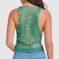 thumbnail image 6 of Women Tank Tops Rhinestone Square Neck Straps Sparkly Sleeveless Crop Club Top Womens Cami Green M, 6 of 6