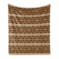 thumbnail image 1 of African Soft Flannel Fleece Throw Blanket, Abstract Art Style Inspired Geometric Pattern with Triangles Art, Cozy Plush for Indoor and Outdoor Use, 70" x 90", Cocoa and Caramel, by Ambesonne, 1 of 6