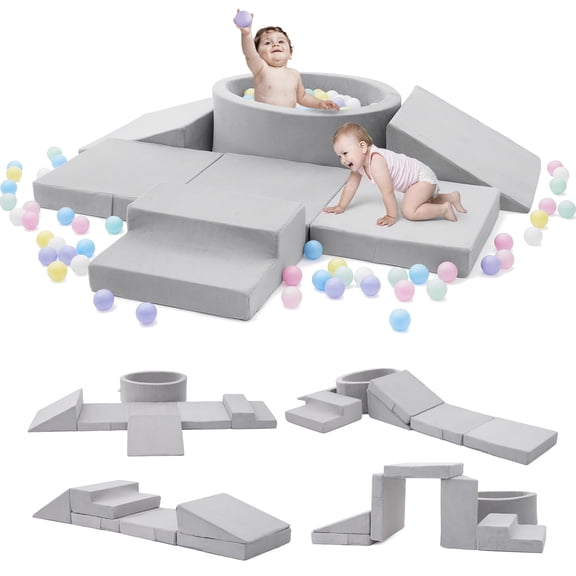 Bloques de escalada de espuma Elftopia para niños pequeños de 1 a 3 años con piscina de bolas