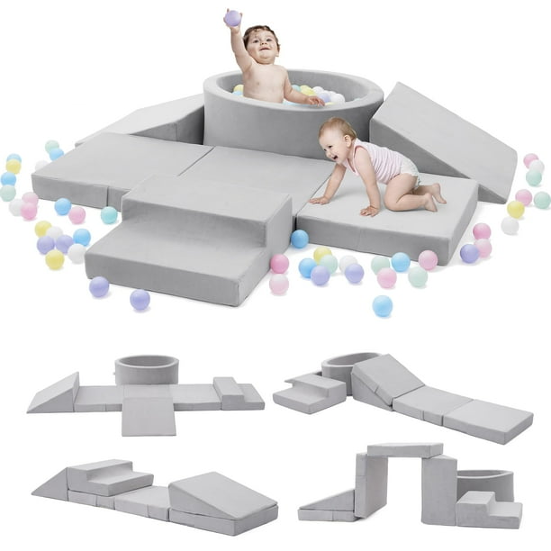 Bloques de escalada de espuma Elftopia para niños pequeños de 1 a 3 años con piscina de bolas