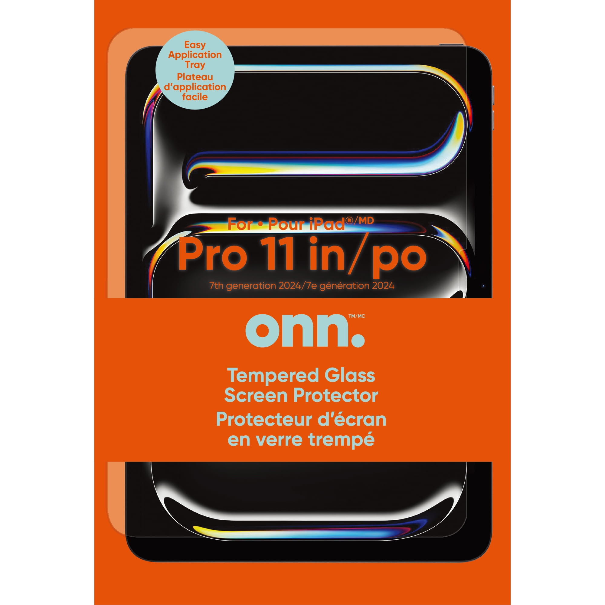 Protecteur d’écran japonais en verre trempé de premier choix de onn. avec plateau d’application facile pour iPad Pro 11 po, 7e génération 2024 Atténue les rayures et amortit les chocs