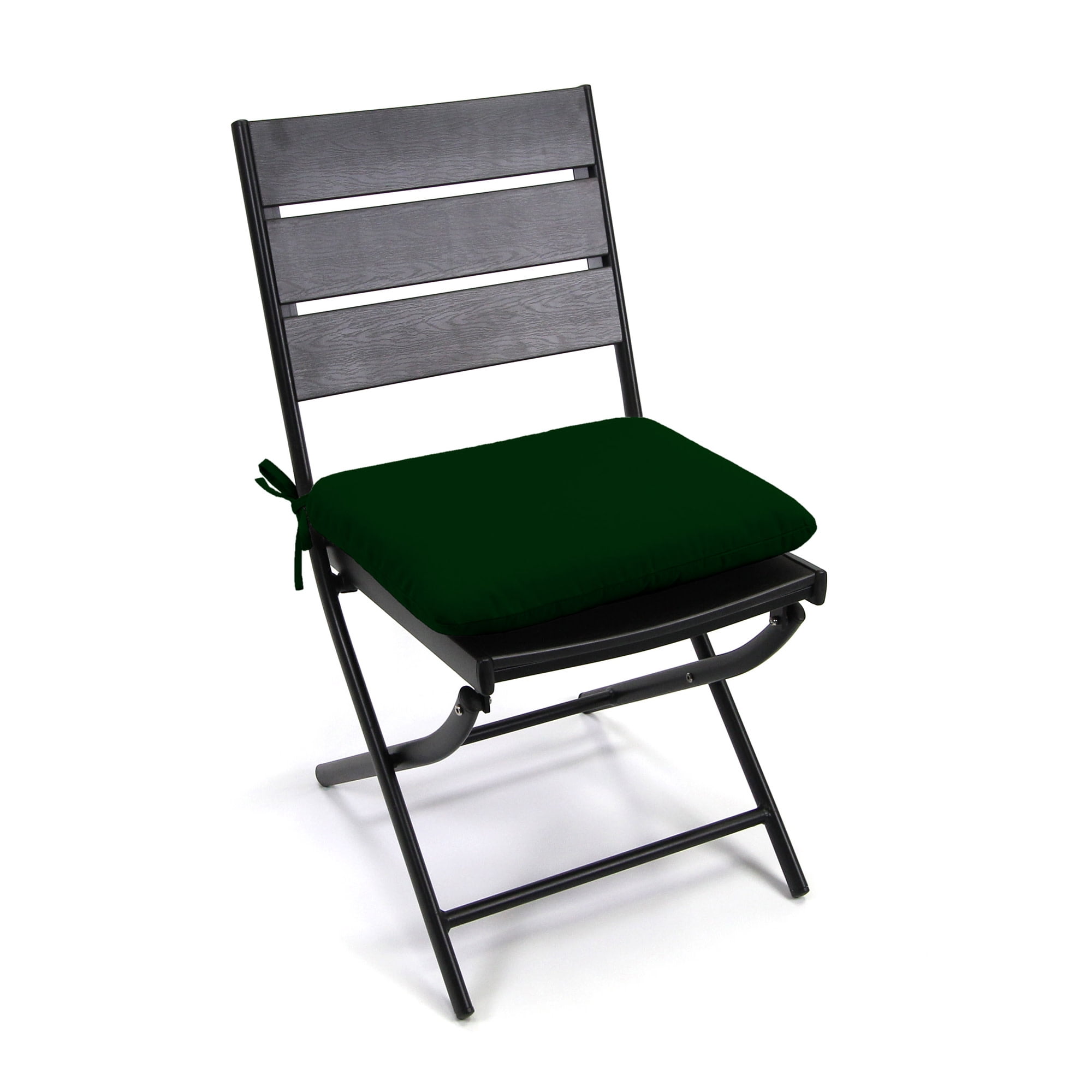 Jordan Manufacturing 16.5" x 18.5" Forest Green Solid Rectangular Outdoor Chair Pad Seat Cushion with Ties