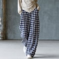 thumbnail image 4 of Maplenight Womens Plaid Pajamas Pants Wide Leg Elastic Waist Pants Loose Casual Loungewear Sleep Bottoms, 4 of 8