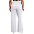 thumbnail image 6 of Usloyux Women Plus Size Straight Leg Pants High Waisted with Pockets Solid Casual Long Lounge Trousers Travel Beach, White 3XL, 6 of 7