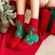 thumbnail image 5 of Calcetines navideños de polar para mujer | Calcetines térmicos ultrasuaves de invierno | Calcetines antideslizantes de media pantorrilla | Estampados festivos | Pack de 2 para estar en casa, 5 of 5