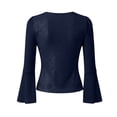 thumbnail image 7 of Olyvenn Womens Ruffle 3/4 Sleeve Tops Lightweight Sparkly Elegant Dressy Blouses Sexy Double Layers Cute Mesh Tunic Shirts Blue XL, 7 of 7