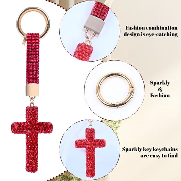 Cross Rhinestone Keychain Charm Pendant Purse Bag Cute Crystal Key Holder Arts Craft Pendant Inspiration Key Ring Purse Charms for Handbags