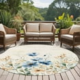 thumbnail image 5 of Blue Flowers Rustic 7ft Round Rug, Spring Vintage Botanical Floral Beige Non-Skid Rubber Backing Large Area Rugs - Living Room Bedroom Home Office, Indoor Floor Mat Carpets Washable Rug, 5 of 9