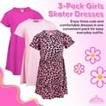 thumbnail image 6 of MISS POPULAR Girls 3 Pack Short Sleeve Skater Dress Soft Cotton Cute Designs Spring Summer | Sizes 4-16, 6 of 6