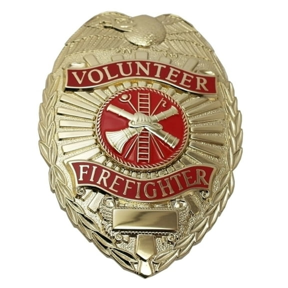 Hero’s Pride Volunteer Firefighter Badge, Gold, Scramble Seal, 5-Pc Pin, 2-1/4x3-1/8